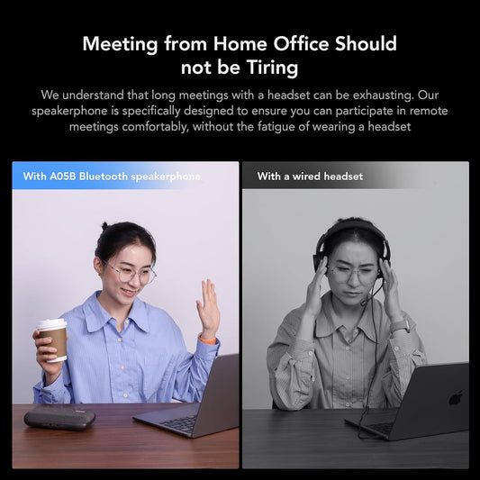 NUROUM A05B Bluetooth Conference Speaker and Microphone, Portable Wireless Speakerphone with Noise Canceling Mic, 16ft Voice Picked Up Computer Speaker for Desktop PC/Laptop/Office/Business Trips