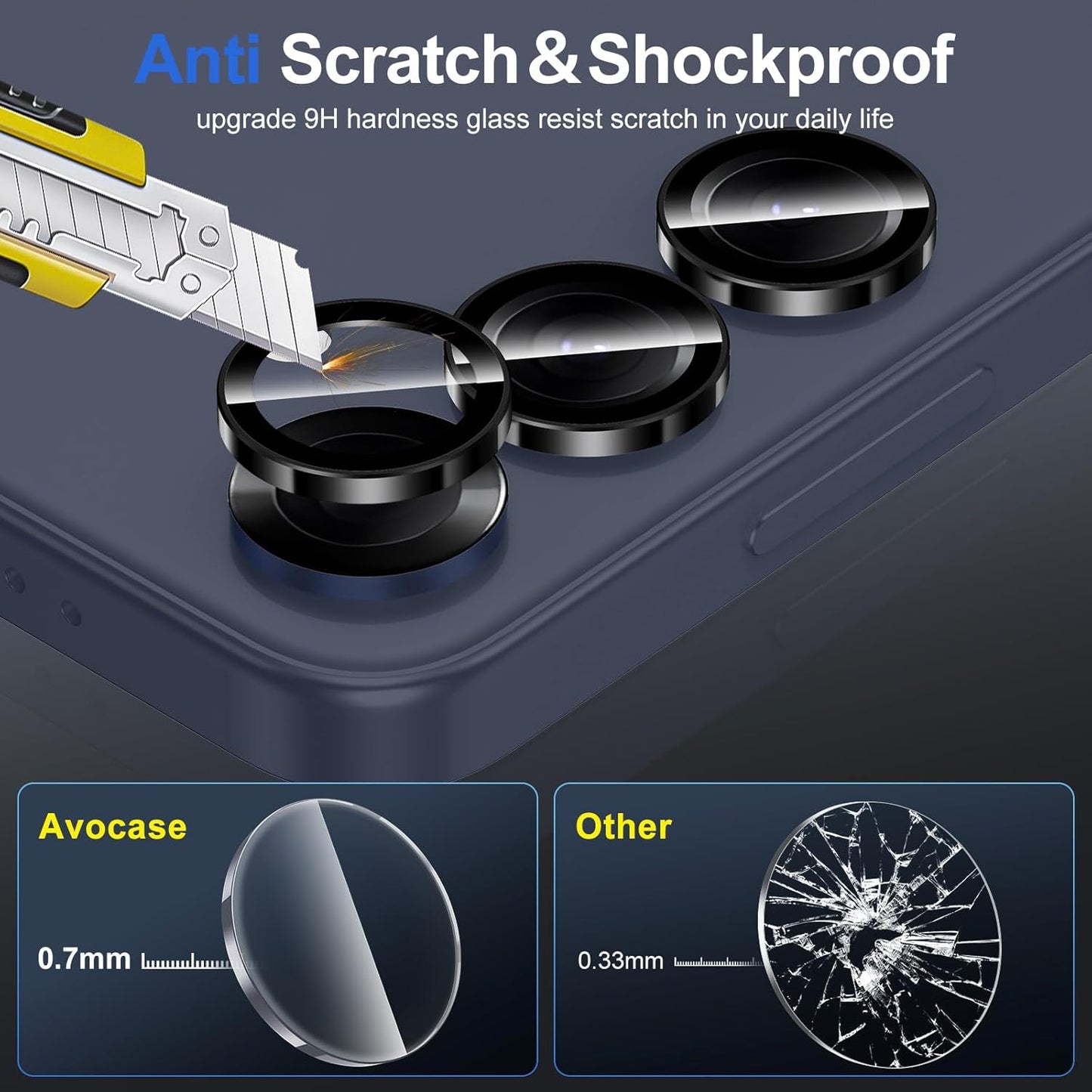 for Samsung Galaxy S25 Plus Camera Lens Protector, Individual Metal Ring Tempered Glass Lens Cover, [Strong Adsorption] Scratch Resistant Ultra-Thin HD Clear Lens Cover, 1 Set-Black Ring