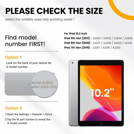 Timecity Case for iPad 9th/ 8th/ 7th Generation 10.2 inch - Heavy Duty Protective Cover with Screen Protector, Rotating Stand, Shoulder Strap & Pencil Holder | Kids-Friendly (Orange)