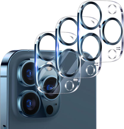 UniqueMe [ 3 Pack] Compatible with iPhone 12 Pro Max 6.7" Camera Lens Protector Tempered Glass,[Case Friendly][New version][Scratch-Resistant][Easy Installation] -Blue