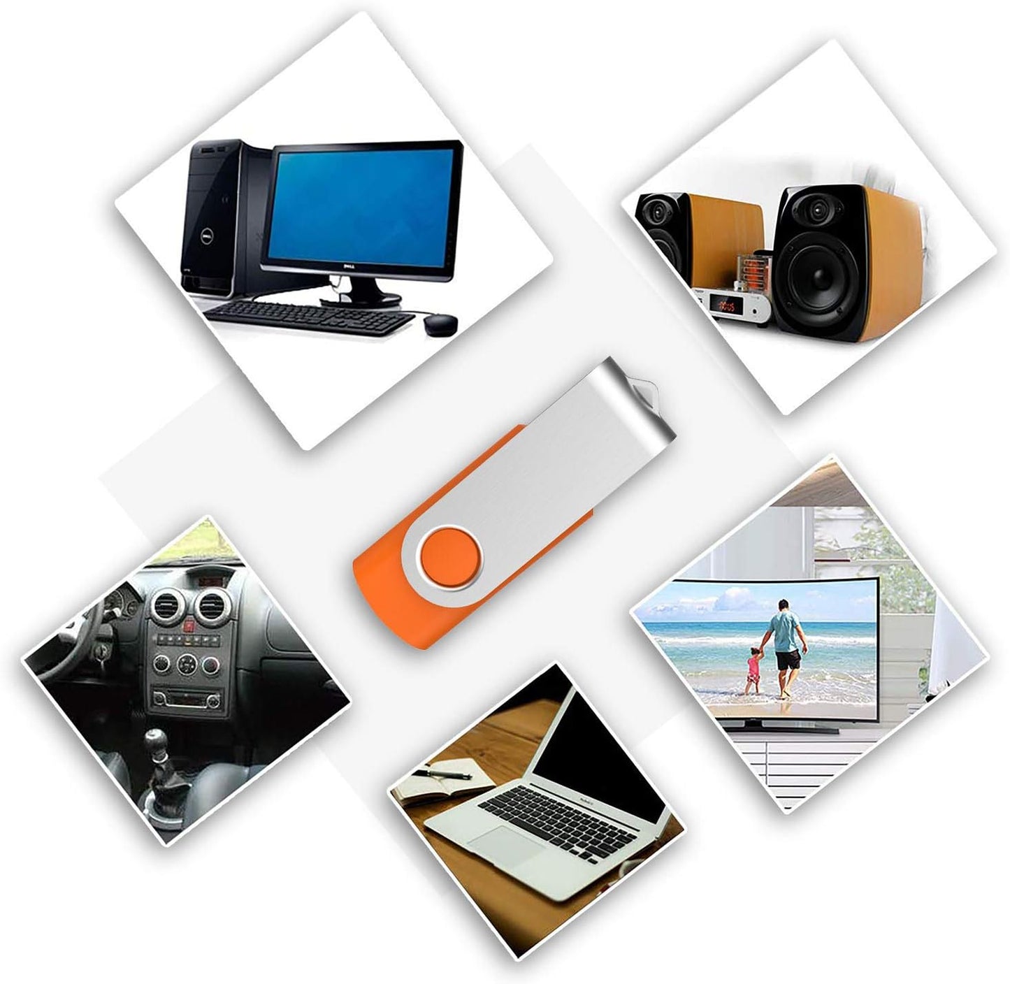 KOOTION 64GB USB 2.0 Flash Drives 10 PCS Memory Stick Swivel Thumb Drives Pen Drives (Mixcolored)