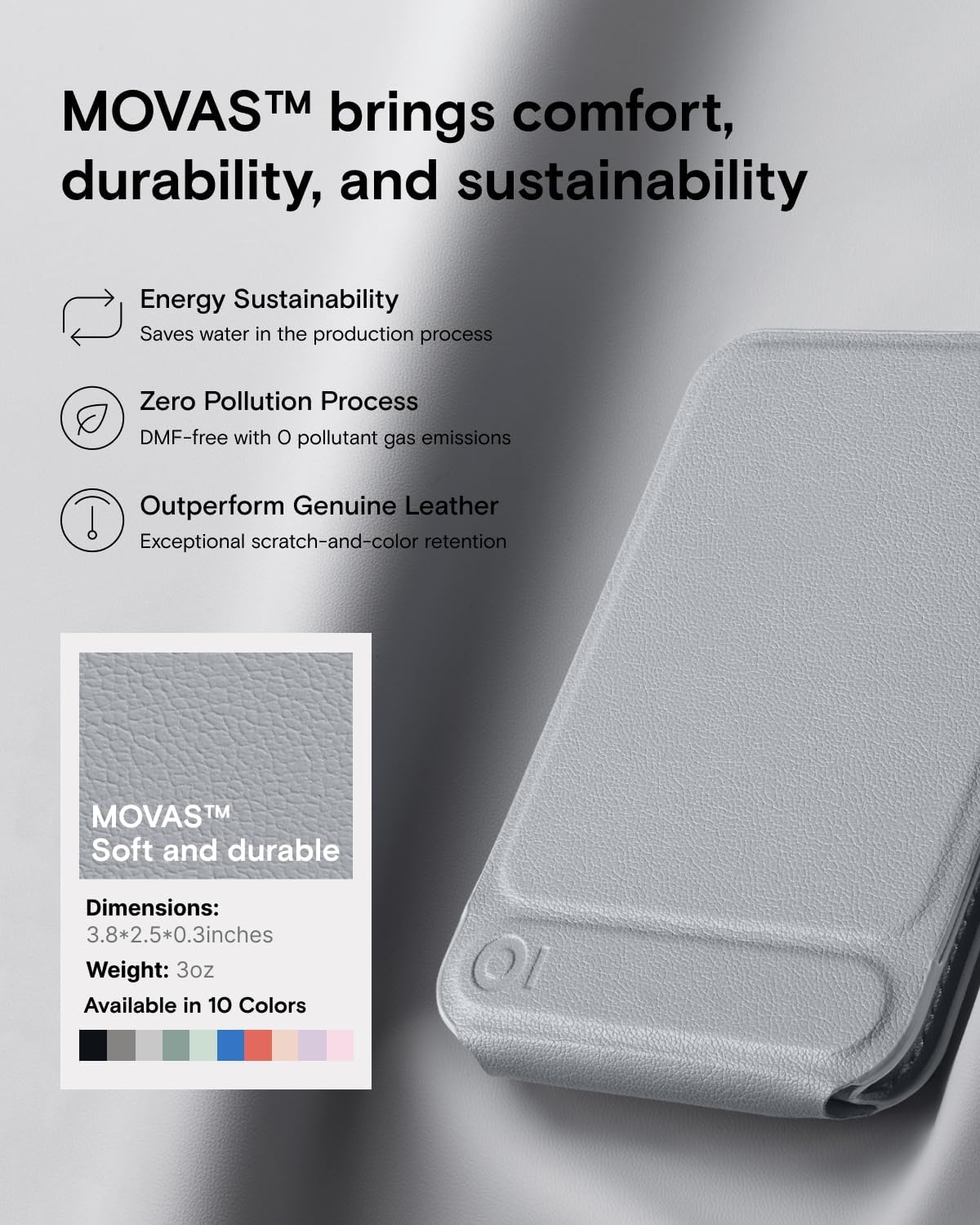 MOFT Phone Stand, Magnetic Phone Tripod Stand Stain-Resistant MOVAS Leather & Angle Adjustment & Strong Magnets Tripod for iPhone 16/15/14/13/12 (Included Metal Ring)-Cement