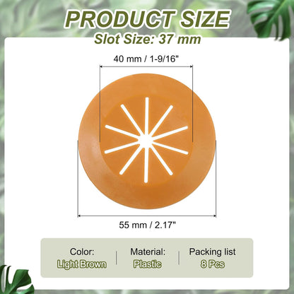 PATIKIL Desk Grommet 1-9/16", 8 Pcs Round Cable Grommet Cord Hole Cover with Adhesive Tape Flexible Table Wire Organizer for Office Home Table Countertop, Light Brown