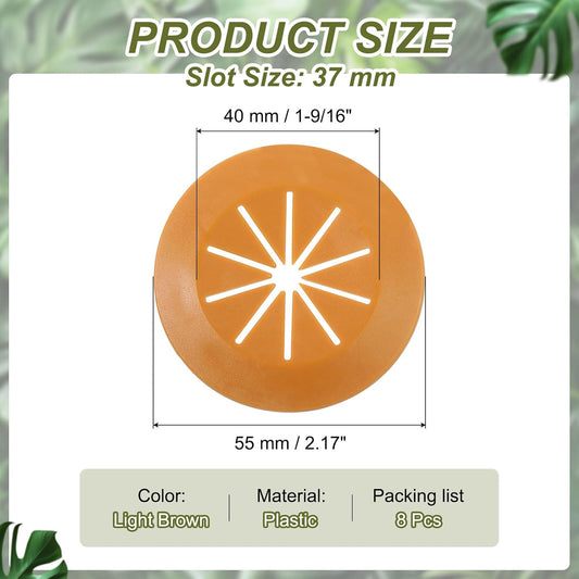 PATIKIL Desk Grommet 1-9/16", 8 Pcs Round Cable Grommet Cord Hole Cover with Adhesive Tape Flexible Table Wire Organizer for Office Home Table Countertop, Light Brown