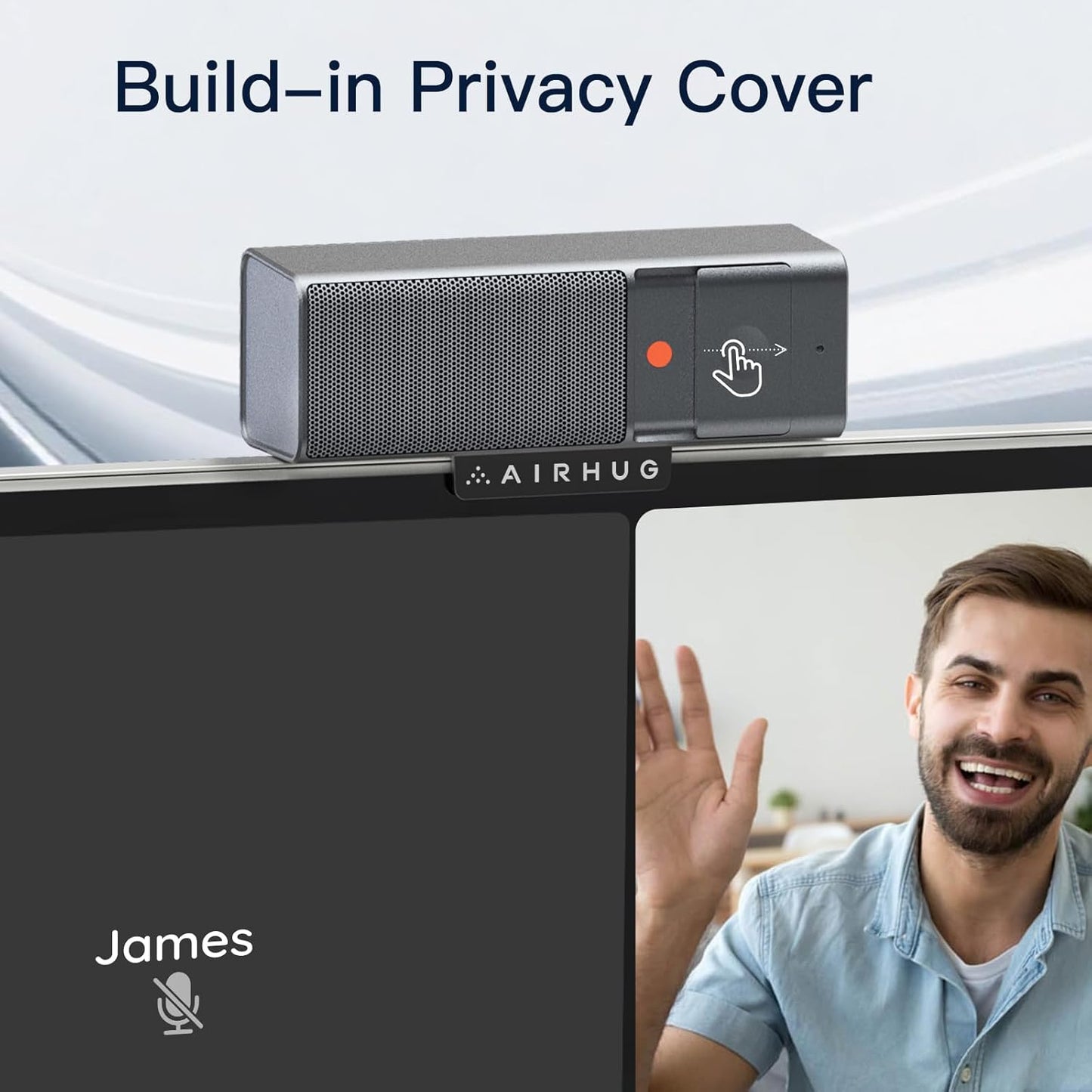 AIRHUG 3 in 1 1080P Webcam with Microphone & Speaker, USB Camera for Video Conferencing/Online Class/Gaming Live, Built-in Privacy Cover