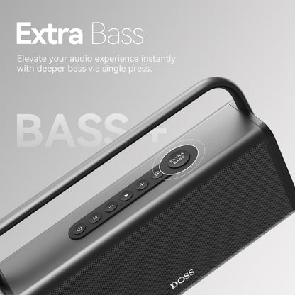 DOSS SoundBox XL Pro Bluetooth Speaker with 50W Powerful Stereo Sound, Extra Bass,16H Playtime, Integrated Metal Body, Aluminum Alloy Handle, Portable for Home, Office, Backyard, Camping