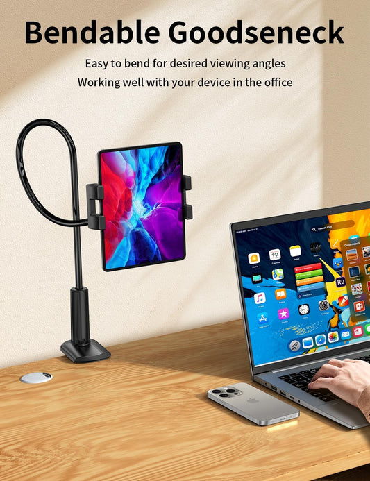 Tablet Stand, Kindle Holder for Reading in Bed, [Flexible Long Arm Gooseneck] [Anti-Slip] [Hands Free]Phone Holder for Bed Desk, i pad Stand for Fire/i pad/iPhone/Switch/Tablet Devices (4.7''-12.9'')
