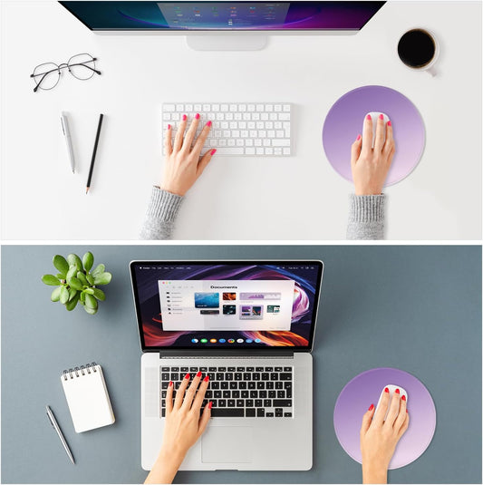 ITNRSIIET Mouse Pad Non-Slip Rubber Base Smooth Surface Stitched Edges Waterproof Durable Compatible with All Mice for Office & Gaming, Desk Accessory, Diameter 8.7 inch, Lavender Gradient