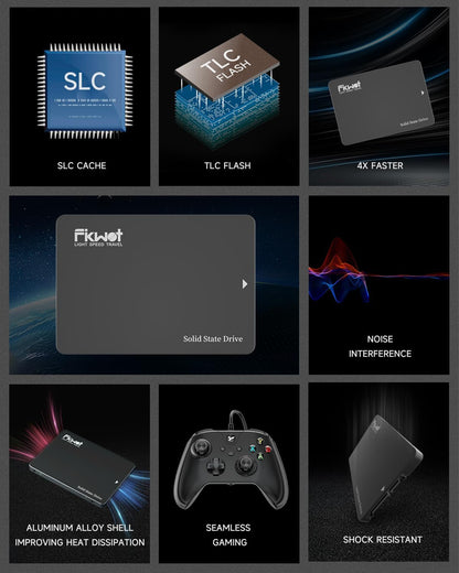 FX812 256GB SSD SATA III 2.5" 6GB/s, 3D NAND TLC, 70% SLC Cache, Up to 560MB/s, Compatible with Laptop & PC Desktop