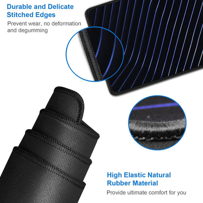 Gaming Mouse Pad, 31.5x15.7 inch Large Extended Computer Keyboard Mouse Mat, Water Resist Non-Slip Mousepad Rubber Base Long XXL Desk Mouse Pad for Work & Gaming, Office & Home, Blue line