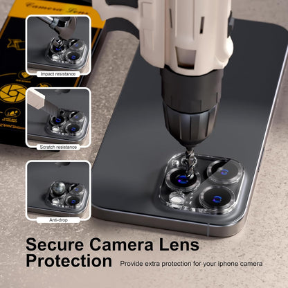 beuxece for 6 Pack iPhone 15 / iPhone 15 Plus Camera Lens Protector [Drop Protection] [Case Friendly] [Easy Installation] 9H Tempered Glass Camera Screen Protector Cover Accessories, CD Black