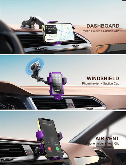 Wireless Car Charger, Phone Holders for Your Car, 15W Auto Clamping Phone Mount Car Accessories for iPhone 16 15 14 13 12 Mini Pro Max, Samsung Galaxy S24 Ultra S23 S22+ Note 20, etc - Purple