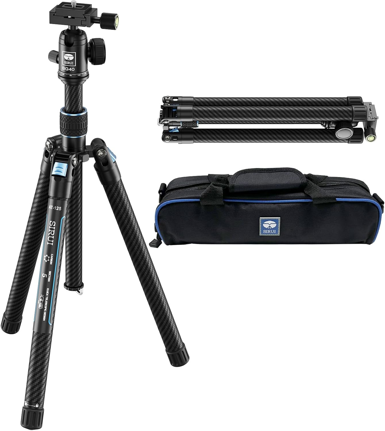 SIRUI 60" Carbon Fiber Tripod for Camera with 360° Panoramic Ball Head, Arca QR Plate, Compact Lightweight 2.1lbs Travel Tripod for DSLR Video Camcorder, Max Load 10kg, Traveler X-III