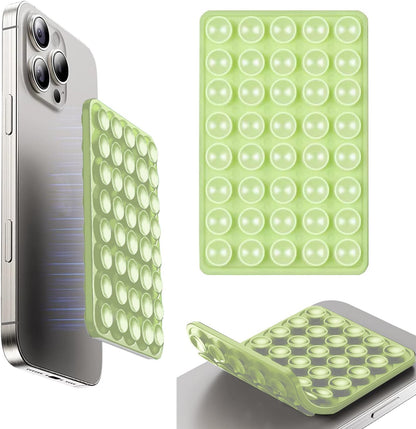 Octo Buddy Silicone Suction Cup Phone Mount Double Sided Sticky Phone Grip Backside Sucker for iPhone Android Hippers Grippy Strong Cell Phone Case Accessory Stuff Mirror Stick On (Green)