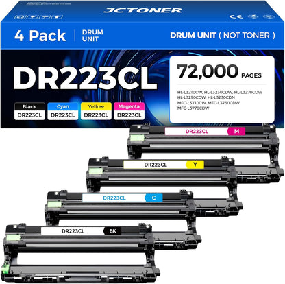 DR223CL DR-223CL High Yield Drum Unit Set 4-Pack Replacement Compatible for Brother DR-223CL Imaging Drum HL-L3270CDW HL-L3210CW MFC-L3770CDW HL-L3290CDW MFC-L3750CDW L3710CW L3230CDW L3230CDN Printer