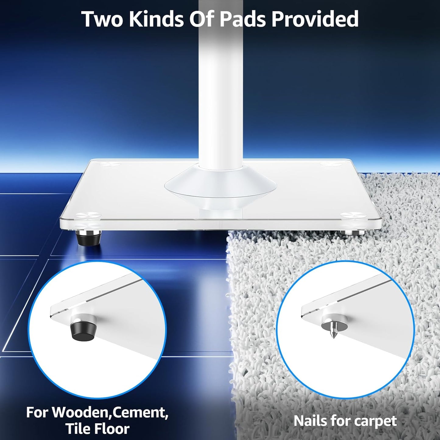 MOUNTUP Universal Speaker Stands Pair 28.3" to 37.4" Height Adjustable Floor Speaker Stands, Holds Bookshelf & Satellite Speaker Large Speaker, Up to 22LBS Cable Concealing 9.8" Plate White MU9132W-L