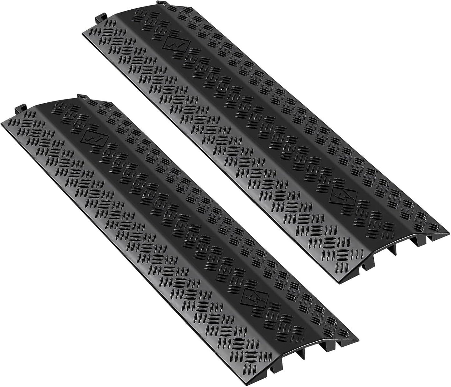 VEVOR 2 Pack Drop Over Cable Cover, 2 Channel Heavy Duty Cable Hose Protector Ramp, 38.3'' Floor Cord Cover, 17,500 lbs/Axle Load Capacity, for Traffic Areas, Indoor, Outdoor, Home, Office, Warehouse
