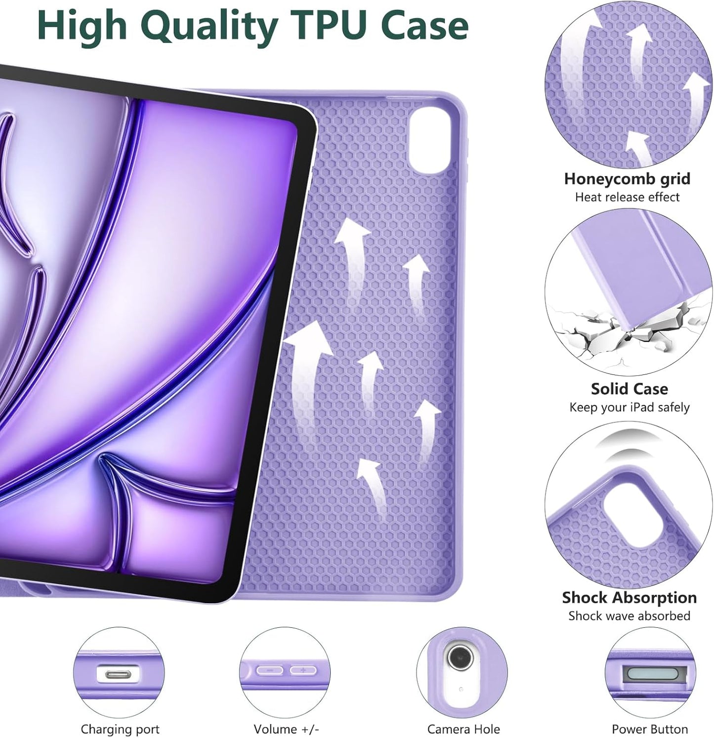 TaIYanG Compatible for iPad Air 11 inch Case with Keyboard for iPad Air 5 2022/iPad Air 4th Gen Keyboard Case with Pencil Holder - Flip Stand Cover for iPad Air 11" M3/M2/iPad 5th 2022/ 4th 2020