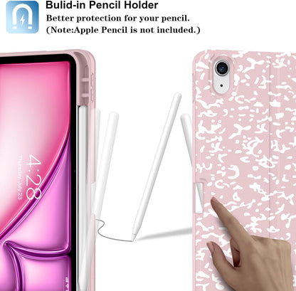 Supveco Keyboard Case for iPad Air 11 Inch (M3 2025,M2 2024),iPad Air 5th/4th Generation with Pencil Holder-7 Colors Backlit Wireless Detachable Folio Keyboard Cover with Soft TPU Back-Pink