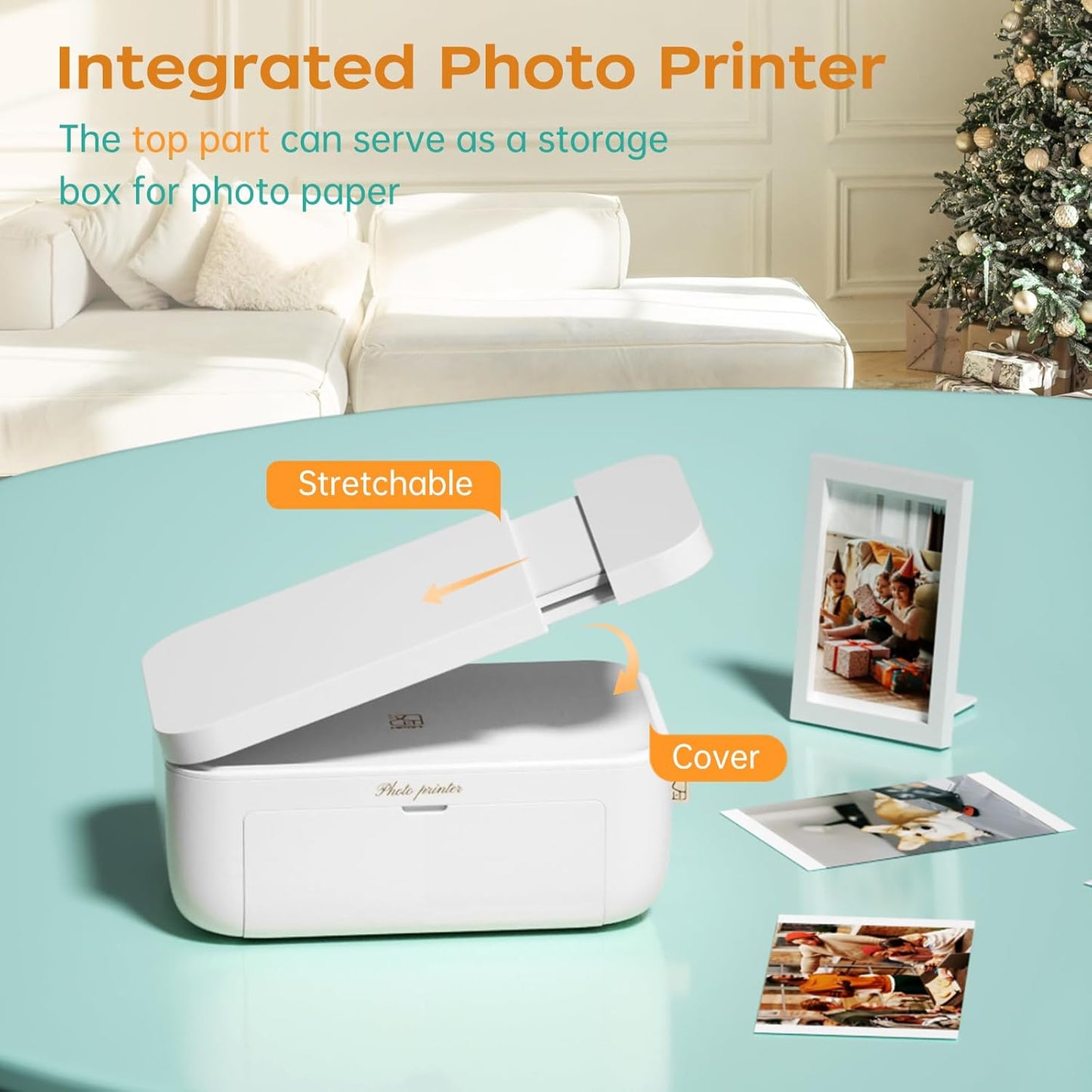 4x6 Photo Printer with 108 Sheets & 2 Color Ribbons - Dye Sublimation Wireless Portable Photo Printer for iPhone & Android Smartphones, Home & Travel Picture Printing, Ideal Gift, White