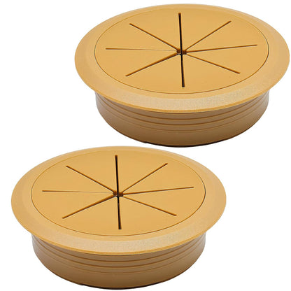 Desk Grommet 3-1/8" (80 mm), Desk Hole Cover for Cables Brown, Cable Grommet ABS Plastic, Desk Hole Grommet for Office and Home Table Cable, Detachable & Flexible Cable Cord Organizer-2 Pcs