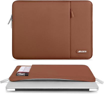 MOSISO Laptop Case 15 inch, 15 inch Laptop Sleeve Compatible with MacBook Air 15 M4 A3241 M3 A3114 M2 A2941 2025 2024 2023,Dell XPS 15,Polyester Vertical Computer Sleeve Bag with Pocket, Caramel Brown