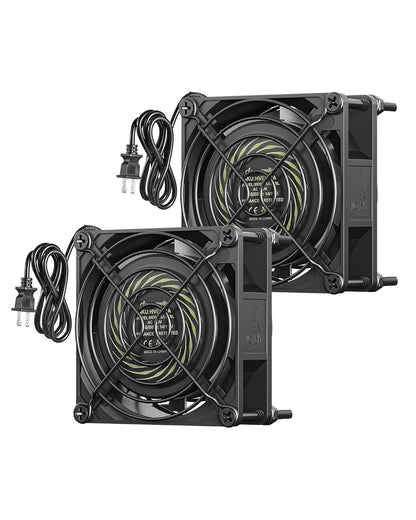 DEWENWILS 2 Pack 120V AC Fan, Waterproof Exhaust Fan 80mm, 14W 2470RPM 21CFM, DIY Cooling Fan for Refrigerator, Computer Case, Compressor Engine, Generator, UL Listed
