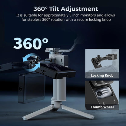 SmallRig Adjustable Camera Monitor Mount with Quick Release NATO Clamp, Cold Shoe Mount, Anti-Twist Design for DJI RS 4 Mini/RS 2 / RSC 2 / RS 3 / RS 3 Pro/RS 3 Mini - 5337