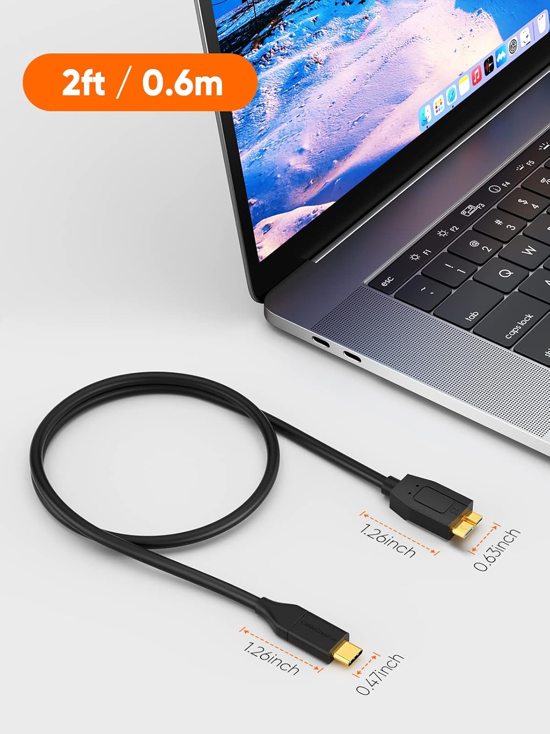 CableCreation 2FT*2 USB C to Micro B Cable,10Gbps Speed External Hard Drive Braided,USB 3.1 Type C to Micro B Work for iPhone 15/16,Seagate WD Westgate My Passport,MacBook Pro,iPad/Tablet,Black