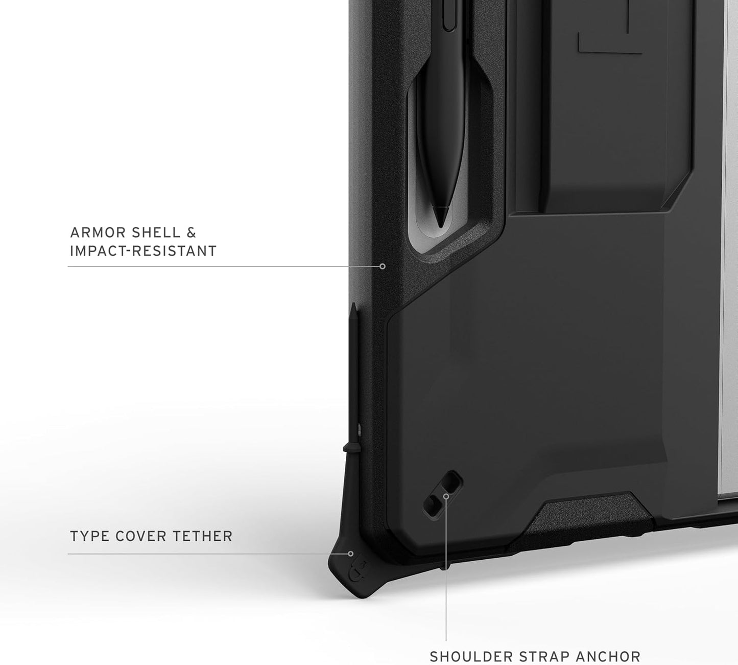 URBAN ARMOR GEAR UAG Designed for Microsoft Surface Pro 1st Edition 12" Case - Rugged Protective Cover with Built-in Handstrap & Pen Holder Military Grade Drop Proof, Scout Black