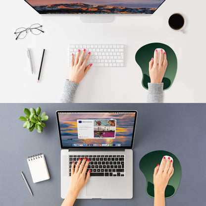 ITNRSIIET Ergonomic Mouse Pad, Cushioned Gel Wrist Rest, Non-Slip Base, Smooth Surface, Cute Multi-Color, 9.5 x 8.2 in, Deep Green Gradient