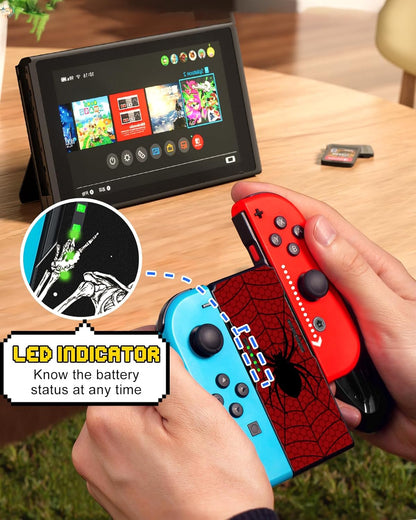 Lotadilo Joy-Con Grip for Nintendo Switch/Switch Oled - JoyCon Comfort Hand Grips Controller for Men Teen Boys Cool Cartoon Anime Design, Red Black