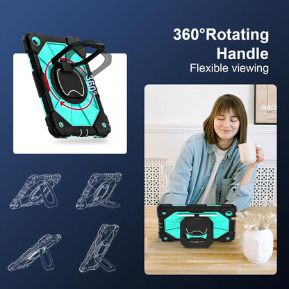 Case for Galaxy Tab A9 Plus Case 11 Inch, Rugged Galaxy A9+ Tablet Case with Screen Protector 360 Rotating Stand Shoulder Strap Pen Holder, 2023 Model(SM-X210/X216/218), Black Mint