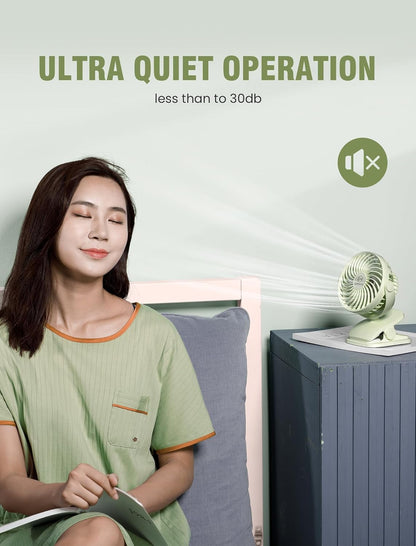 Shinebella AA Battery Powered Clip on Fan with 4-Speed, 5’’ Small Desk Fan with Aroma Function, USB Powered, 360°Rotation, Ultra Quiet, for Golf Cart, Stroller, Bedroom,Car(Batteries Not Included)