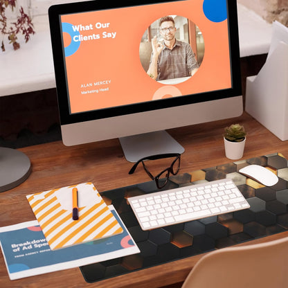 Desk Mat,Golden Honeycomb Technology Desk Pad,Honeycomb Technology Large Gaming Mouse Pad for Desk,Extended Big Computer Keyboard Mouse Pad with Non-Slip Base and Stitched Edge,31.5"x11.8"