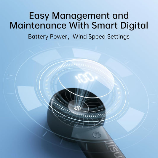 JISULIFE Handheld Portable Fan with Powerful Motor,LED Display,3600mAh Battery,5 Wind Speeds,Lanyard; Summer Essentials USB Rechargeable Hand held Fan for Travel,Beach,Makeup,Concerts-Black