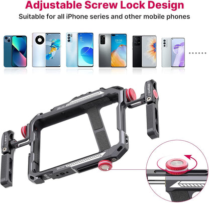 ULANZI Smartphone Video Rig with Handle, LINO Filmmaking Case Aluminum Alloy Phone Video Stabilizer Grip Tripod Mount for Video Maker Videographer with Cold Shoe for iPhone 16 15 Mini Pro Max 8 Plus