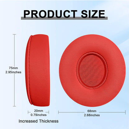 Replacement Ear Pads for Beats Solo 2 & Solo 3 Wireless On-Ear Headphones, Ear Cushions, Headset Earpads, Ear Cups Cover with Soft Protein Leather (Red)