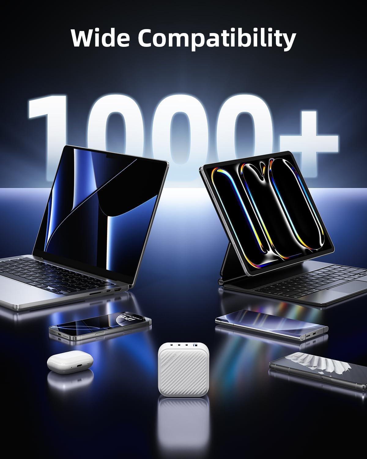 100W USB C Charger 4 Port GaN Wall Charger Block Compact Power Adapter with Folable Plugs for MacBook Air/Pro, Laptop, Tablet, iPad, iPhone, Samsung Galaxy, Apple Watch and More