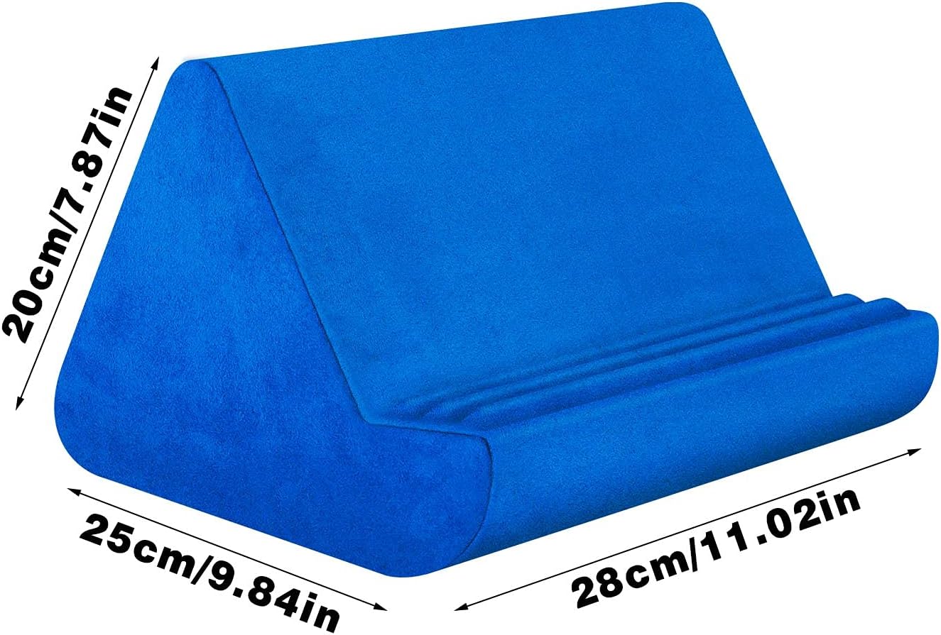 Soft Blues Electrical Blue Pillow Stand with Pocket - Lazy Holder for Bed Sofa with Adjustable Viewing Angle - Compatible with iPads Tablets eReaders Smartphones Books Magazines