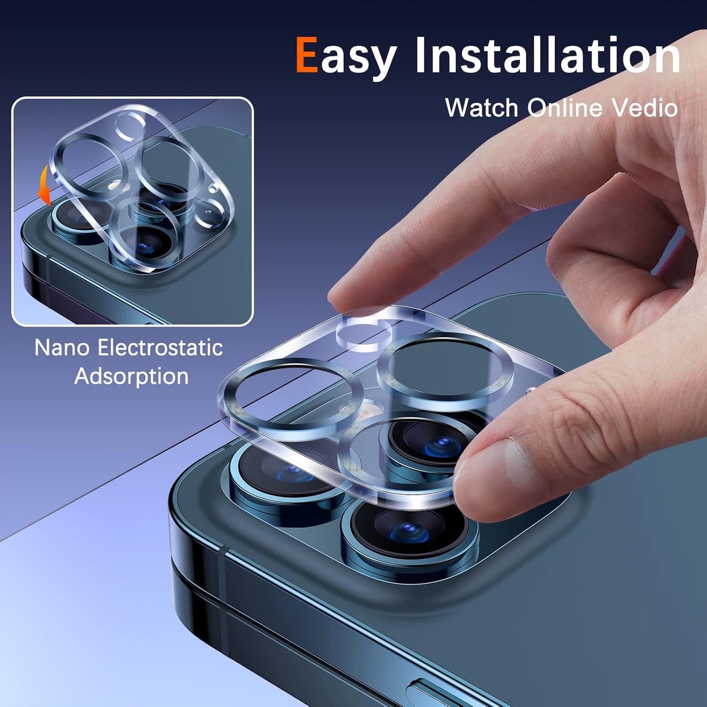 UniqueMe [ 3 Pack] Compatible with iPhone 12 Pro Max 6.7" Camera Lens Protector Tempered Glass,[Case Friendly][New version][Scratch-Resistant][Easy Installation] -Blue