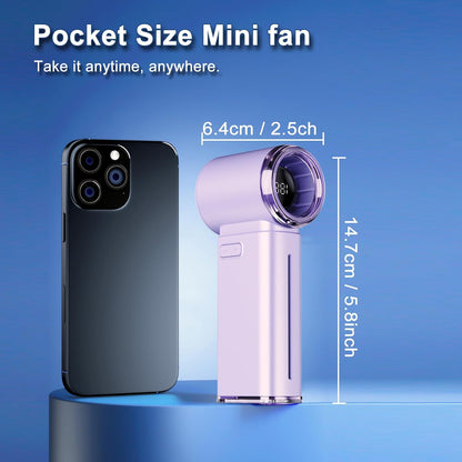 Portable Misting Fan - Mini Handheld Fan - 5000mAh Rechargeable Personal Mister Fans with Digital Display, 1-199 Speeds Adjustable, Birthday Gifts for Women Men Travel/Outdoor/Home/Office (Purple)