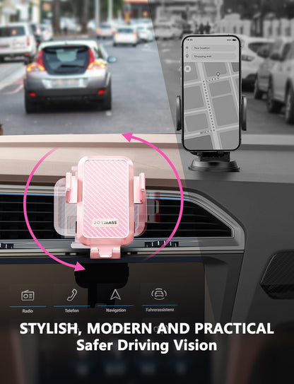 Wireless Car Charger, JOYMASS 15W Fast Charging Auto Clamping Car Charger Cell Phone Holder Mount Vent for iPhone 15 14 13 12 Mini Pro Max, Samsung Galaxy S24 Ultra S23 S22 S21+ Note 20, etc - Pink