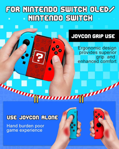 Lotadilo Joy-Con Grip for Nintendo Switch/Switch Oled - JoyCon Comfort Hand Grips Controller for Men Teen Boys Cool Cartoon Anime Design, Red Maliao