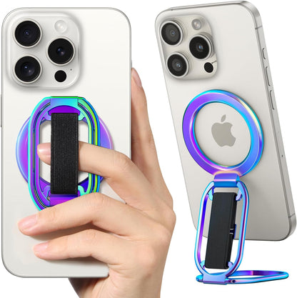 [2025 Upgraded] SUPERONE for MagSafe Phone Grip for MagSafe Kickstand Compatible with Mag Safe Finger Loop, 4-in-1 Phone Ring Holder Strap for iPhone 16/15/14/13/12 Series and Mag Safe Case - Colorful