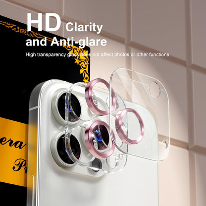 beuxece for 6 Pack iPhone 15 Pro/iPhone 15 Pro Max Camera Lens Protector [Drop Protection] [Case Friendly] [Easy Installation] 9H Tempered Glass Camera Screen Protector Cover, CD Pink