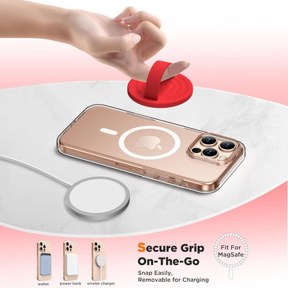 Magnetic Phone Ring Grip Holder, Silicone Finger Loop Grip, Compatible with MasSafe, Back of Phone for iPhone Pro Max/Plus/16/15/15/14/13/12 Series, Red