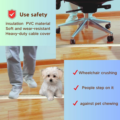 10ft Floor Cord Cover Self Adhesive Cord Hider Floor, Heavy Duty Cable Protector, Hide Extension Cords, Cable Management Hide Cords on Floor, Cable Cavity:0.61"(W) x 0.32"(H) Beige