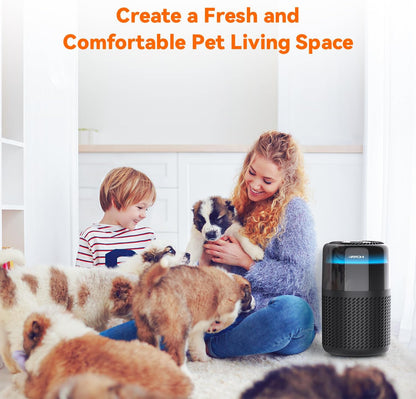 AIRROMI Air Purifier for Bedroom Home,HEPA Filter,Covers Upto 549 Ft²,Quiet 360°intake Air Cleaner with Fragrance ponge for Better Sleep,Night Light,Filters Smoke,Pet Dander,Allergies,Dust,A2005 Black