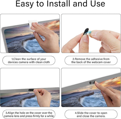 Laptop Camera Cover Slide, Camera Cover Slide, 8 Pack Ultra Thin Webcam Cover Slide for Laptop, Tablet, Desktop, PC, Smartphone, Protect Your Privacy and Security(Black)